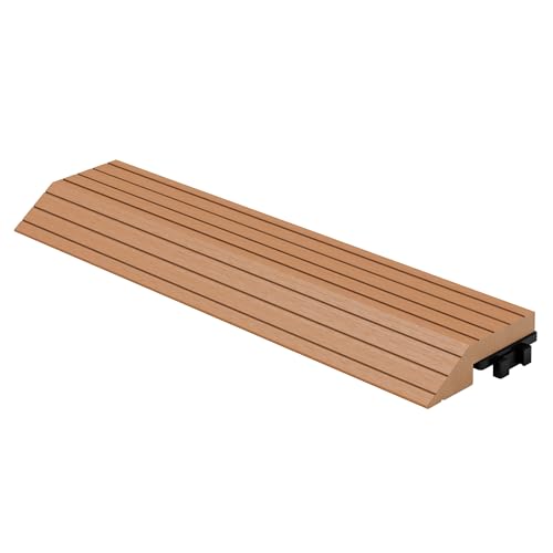 ML-Design WPC Abschlussleiste gerade Hellbraun für Terrassenfliesen, 30x2x7,5 cm, Holzoptik, WPC-Fliesen Abdeckleiste geriffelt mit Klicksystem & Drainage, Umrandung Bodenbelag Randabschlussleiste von ML DESIGN modern living