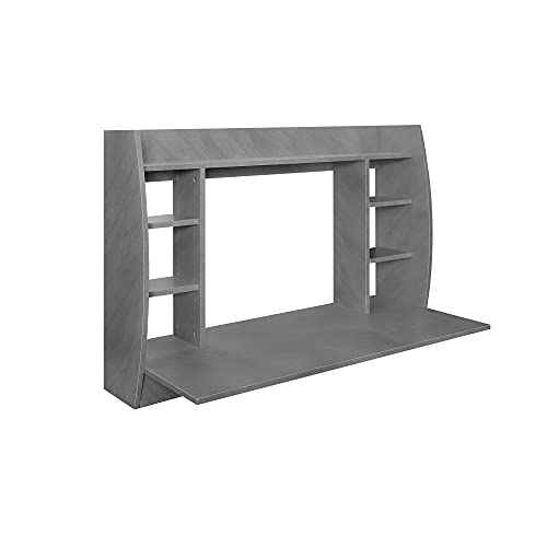 ML-Design Wandschreibtisch in Grau-Beton, 110x75x48 cm, Hängeschreibtisch mit stabilem Regalelement und geräumigen Fächern, Wandtisch Wandschrank Schreibtisch Computertisch Bürotisch Arbeitstisch von ML DESIGN modern living