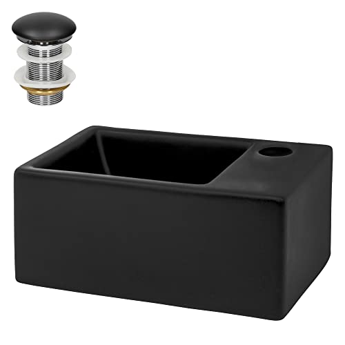 ML-Design Waschbecken Keramik Schwarz matt 35,5x20,5x12,5 cm klein inkl. Ablaufgarnitur, Moderne Aufsatzwaschbecken ohne Überlauf, Hahnloch rechts, Waschtisch Waschschale Waschplatz, für Badezimmer ML-Design Waschbecken Keramik Schwarz matt 35,5x20,5x12,5 cm klein inkl. Ablaufgarnitur, Moderne Aufsatzwaschbecken ohne Überlauf, Hahnloch rechts, Waschtisch Waschschale Waschplatz, für Badezimmer von ML DESIGN modern living