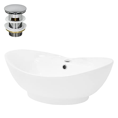 ML-Design Waschbecken Keramik in Weiß glänzend 59x20,5x39,5 cm, inkl. Ablaufgarnitur, Ovale Aufsatzwaschbecken mit Überlauf, Moderne Waschtisch, Waschschale Waschplatz Handwaschbecken, für Badezimmer ML-Design Waschbecken Keramik in Weiß glänzend 59x20,5x39,5 cm, inkl. Ablaufgarnitur, Ovale Aufsatzwaschbecken mit Überlauf, Moderne Waschtisch, Waschschale Waschplatz Handwaschbecken, für Badezimmer von ML DESIGN modern living
