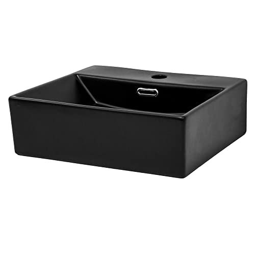 ML-Design Waschbecken aus Keramik Schwarz 415x365x130 mm Eckige Aufsatzwaschbecken, Moderne Waschtisch, Waschschale mit Überlauf und Abflussloch, Waschplatz Handwaschbecken, für Badezimmer/Gäste-WC ML-Design Waschbecken aus Keramik Schwarz 415x365x130 mm Eckige Aufsatzwaschbecken, Moderne Waschtisch, Waschschale mit Überlauf und Abflussloch, Waschplatz Handwaschbecken, für Badezimmer/Gäste-WC von ML DESIGN modern living