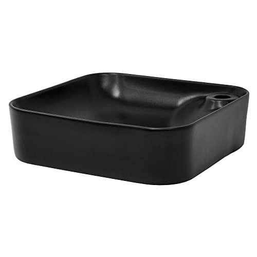 ML-Design Waschbecken aus Keramik Schwarz 43x43x12 cm, Abgerundeten Ecken, Aufsatzwaschbecken, Moderne Waschtisch, Waschschale mit Abflussloch, Waschplatz Handwaschbecken, für Badezimmer/Gäste-WC ML-Design Waschbecken aus Keramik Schwarz 43x43x12 cm, Abgerundeten Ecken, Aufsatzwaschbecken, Moderne Waschtisch, Waschschale mit Abflussloch, Waschplatz Handwaschbecken, für Badezimmer/Gäste-WC von ML DESIGN modern living