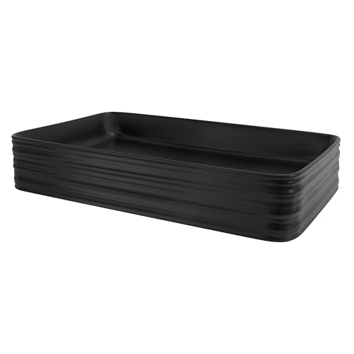 ML-Design Waschbecken aus Keramik in Schwarz matt 68x38x12 cm Eckig, Moderne Aufsatzwaschbecken, Design Waschtisch Aufsatz-Waschschale Waschplatz Handwaschbecken, für das Badezimmer und Gäste-WC von ML DESIGN modern living