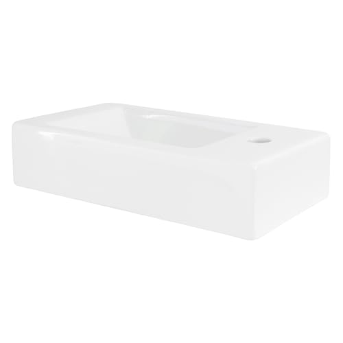 ML-Design Waschbecken aus Keramik in Weiß 46x26x11 cm, Eckig, klein, Hahnloch rechts, Wandmontage oder Aufsatzwaschbecken, Moderne Waschtisch Waschschale Waschplatz Handwaschbecken, für Badezimmer ML-Design Waschbecken aus Keramik in Weiß 46x26x11 cm, Eckig, klein, Hahnloch rechts, Wandmontage oder Aufsatzwaschbecken, Moderne Waschtisch Waschschale Waschplatz Handwaschbecken, für Badezimmer von ML DESIGN modern living