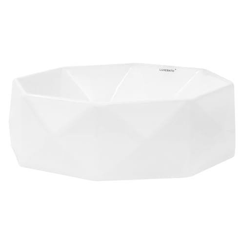 ML-Design Waschbecken aus Keramik in Weiß glänzend, Ø 42x13,5 cm, Diamant Design, Runde Aufsatzwaschbecken, Moderne Waschtisch, Waschschale Waschplatz Handwaschbecken, für das Badezimmer und Gäste-WC von ML DESIGN modern living