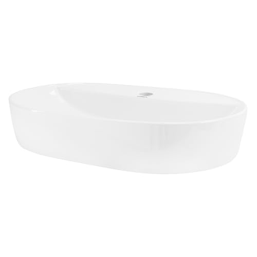 ML-Design Waschbecken aus Keramik in Weiß glänzend 60 x 40 x 12 cm, Oval, Moderne Aufsatzwaschbecken, Design Waschtisch Aufsatz-Waschschale Waschplatz Handwaschbecken, für das Badezimmer/Gäste-WC ML-Design Waschbecken aus Keramik in Weiß glänzend 60 x 40 x 12 cm, Oval, Moderne Aufsatzwaschbecken, Design Waschtisch Aufsatz-Waschschale Waschplatz Handwaschbecken, für das Badezimmer/Gäste-WC von ML DESIGN modern living