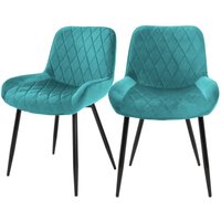 2er Set Esszimmerstühle, Petrol, Sitzfläche aus Samt, Metallbeine, Esszimmerstuhl mit Rücken- und Armlehnen, Küchenstühle Küchenstuhl von ML-DESIGN