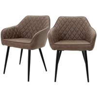 2er Set Esszimmerstühle mit Armlehne und Rückenlehne, Braun, Küchenstuhl mit Kunstlederbezug, Polsterstuhl mit Metallbeinen, Ergonomischer Stuhl für 2er Set Esszimmerstühle mit Armlehne und Rückenlehne, Braun, Küchenstuhl mit Kunstlederbezug, Polsterstuhl mit Metallbeinen, Ergonomischer Stuhl für von ML-DESIGN