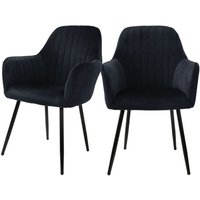 2er Set Esszimmerstühle mit Rücken- und Armlehnen, Schwarz, Küchenstühle mit Samtbezug, Polsterstühle mit Metallbeinen, Ergonomische Stühle für 2er Set Esszimmerstühle mit Rücken- und Armlehnen, Schwarz, Küchenstühle mit Samtbezug, Polsterstühle mit Metallbeinen, Ergonomische Stühle für von ML-DESIGN