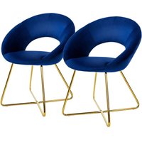 2x Esszimmerstuhl mit runder Rückenlehne, Blau, aus Samt Metallgestell - Ml-design von ML-DESIGN