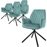 6x Esszimmerstuhl mit Arm-& Rückenlehne, Salbei, aus Samt, drehbar - Ml-design von ML-DESIGN