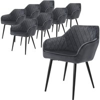 8er Set Esszimmerstuhl mit Rückenlehne, Anthrazit, aus Samt - Ml-design von ML-DESIGN