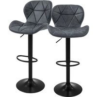 Barhocker 2er Set, Bezug aus Kunstleder, Anthrazit, Gepolsterter Barstuhl mit Rückenlehne und Fußstütze, Tresenhocker höhenverstellbar, 360° drehbar, Barhocker 2er Set, Bezug aus Kunstleder, Anthrazit, Gepolsterter Barstuhl mit Rückenlehne und Fußstütze, Tresenhocker höhenverstellbar, 360° drehbar, von ML-DESIGN