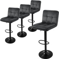 Ml-design - Barhocker 4er Set, Bezug aus Samt, Grau, Gepolsterter Barstuhl mit Rückenlehne und Fußstütze, Tresenhocker höhenverstellbar 63-83cm, 360° Ml-design - Barhocker 4er Set, Bezug aus Samt, Grau, Gepolsterter Barstuhl mit Rückenlehne und Fußstütze, Tresenhocker höhenverstellbar 63-83cm, 360° von ML-DESIGN