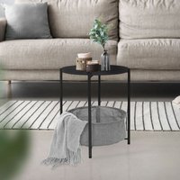 Ml-design - Beistelltisch mit abnehmbarer Tablett, ø 46x51 cm, Anthrazit, aus Metall, Couchtisch inkl. Korb als Stauraum, Sofatisch Tisch von ML-DESIGN