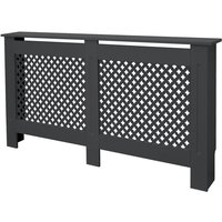 ECD Germany Heizkörperverkleidung mit Wabenmuster 152x19x82cm Anthrazit aus MDF lackiert Schlafzimmer Wohnzimmer Heizungsverkleidung von ML-DESIGN