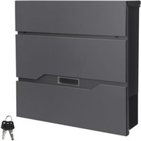 Ml-design - ecd Germany Briefkasten mit Zeitungsfach und Namensschild, aus Edelstahl pulverbeschichtet, Anthrazit, Moderner Wandbriefkasten mit von ML-DESIGN