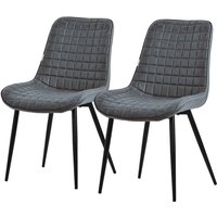Esszimmerstühle 2er Set, Anthrazit, Sitzfläche aus Kunstleder mit schwarzen Metallbeinen, Küchenstühle mit Rückenlehne, Wohnzimmerstühle, Esszimmerstühle 2er Set, Anthrazit, Sitzfläche aus Kunstleder mit schwarzen Metallbeinen, Küchenstühle mit Rückenlehne, Wohnzimmerstühle, von ML-DESIGN