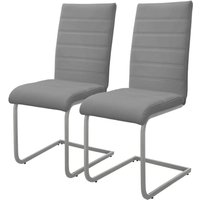 Esszimmerstühle 2er Set, Grau, Schwingstuhl, Freischwinger Stuhl mit hoher Rückenlehne, Ergonomische Küchenstühle aus Kunstleder & Metall, Moderner Esszimmerstühle 2er Set, Grau, Schwingstuhl, Freischwinger Stuhl mit hoher Rückenlehne, Ergonomische Küchenstühle aus Kunstleder & Metall, Moderner von ML-DESIGN