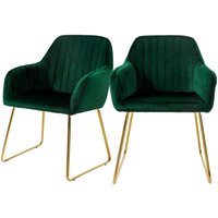 Esszimmerstühle 2er Set, Sitzfläche aus Samt, Grün, Wohnzimmerstuhl mit Rücken- und Armlehnen, Küchenstuhl Gold Beine, Polsterstuhl mit Esszimmerstühle 2er Set, Sitzfläche aus Samt, Grün, Wohnzimmerstuhl mit Rücken- und Armlehnen, Küchenstuhl Gold Beine, Polsterstuhl mit von ML-DESIGN