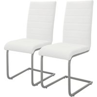 Esszimmerstühle 2er Set, Weiß, Schwingstuhl, Freischwinger Stuhl mit hoher Rückenlehne, Ergonomische Küchenstühle aus Kunstleder & Metall, Moderner Esszimmerstühle 2er Set, Weiß, Schwingstuhl, Freischwinger Stuhl mit hoher Rückenlehne, Ergonomische Küchenstühle aus Kunstleder & Metall, Moderner von ML-DESIGN