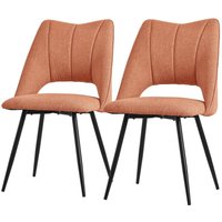 Esszimmerstühle 2er Set Orange, Wohnzimmerstühle aus Stoffbezug & schwarzen Metallbeinen, Küchenstühle mit Rückenlehne, Polsterstühle für Esszimmer von ML-DESIGN
