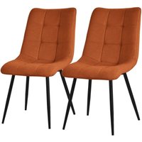 Esszimmerstühle 2er Set Orange, Wohnzimmerstühle mit Stoffbezug & schwarzen Metallbeinen, Küchenstühle mit Rückenlehne, Polsterstühle für Esszimmer von ML-DESIGN