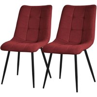 Esszimmerstühle 2er Set Rot, Wohnzimmerstühle mit Stoffbezug und schwarzen Metallbeinen, Küchenstühle mit Rückenlehne, Polsterstühle für Esszimmer Esszimmerstühle 2er Set Rot, Wohnzimmerstühle mit Stoffbezug und schwarzen Metallbeinen, Küchenstühle mit Rückenlehne, Polsterstühle für Esszimmer von ML-DESIGN