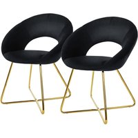 Esszimmerstühle 2er Set Samt, Schwarz, Wohnzimmerstuhl mit runder Rückenlehne, Polsterstuhl mit goldene Metallbeine, Ergonomische Esstisch Sessel, Esszimmerstühle 2er Set Samt, Schwarz, Wohnzimmerstuhl mit runder Rückenlehne, Polsterstuhl mit goldene Metallbeine, Ergonomische Esstisch Sessel, von ML-DESIGN