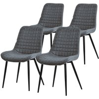 Esszimmerstühle 4er Set, Anthrazit, Sitzfläche aus Kunstleder mit schwarzen Metallbeinen, Küchenstühle mit Rückenlehne, Wohnzimmerstühle, von ML-DESIGN