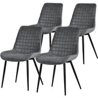 Esszimmerstühle 4er Set, Anthrazit, Sitzfläche aus Samt mit schwarzen Metallbeinen, Küchenstühle mit Rückenlehne, Wohnzimmerstühle, Polsterstühle für von ML-DESIGN