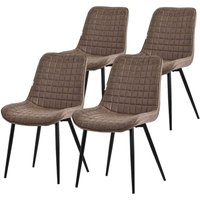 Esszimmerstühle 4er Set, Braun, Sitzfläche aus Kunstleder mit schwarzen Metallbeinen, Küchenstühle mit Rückenlehne, Wohnzimmerstühle, Polsterstühle Esszimmerstühle 4er Set, Braun, Sitzfläche aus Kunstleder mit schwarzen Metallbeinen, Küchenstühle mit Rückenlehne, Wohnzimmerstühle, Polsterstühle von ML-DESIGN