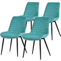 Esszimmerstühle 4er Set, Petrol, Sitzfläche aus Samt mit schwarzen Metallbeinen, Küchenstühle mit Rückenlehne, Wohnzimmerstühle, Polsterstühle für von ML-DESIGN