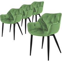 Esszimmerstühle 4er Set Salbei, Küchenstuhl mit dickem Samtstoff gepolsterter Sitz, Metallbeinen, Wohnzimmerstuhl mit Rücken- und Armlehnen, Esszimmerstühle 4er Set Salbei, Küchenstuhl mit dickem Samtstoff gepolsterter Sitz, Metallbeinen, Wohnzimmerstuhl mit Rücken- und Armlehnen, von ML-DESIGN
