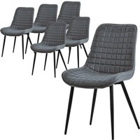 ML-Design Esszimmerstühle 6er Set, Anthrazit, Sitzfläche aus Kunstleder mit schwarzen Metallbeinen, Küchenstühle mit Rückenlehne, Wohnzimmerstühle, ML-Design Esszimmerstühle 6er Set, Anthrazit, Sitzfläche aus Kunstleder mit schwarzen Metallbeinen, Küchenstühle mit Rückenlehne, Wohnzimmerstühle, von ML-DESIGN