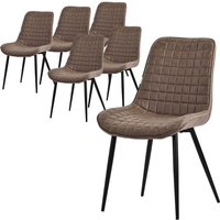 Esszimmerstühle 6er Set, Braun, Sitzfläche aus Kunstleder mit schwarzen Metallbeinen, Küchenstühle mit Rückenlehne, Wohnzimmerstühle, Polsterstühle Esszimmerstühle 6er Set, Braun, Sitzfläche aus Kunstleder mit schwarzen Metallbeinen, Küchenstühle mit Rückenlehne, Wohnzimmerstühle, Polsterstühle von ML-DESIGN