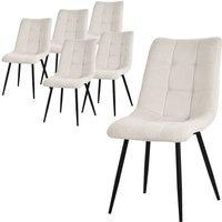 Esszimmerstühle 6er Set Beige, Wohnzimmerstühle mit Stoffbezug und schwarzen Metallbeinen, Küchenstühle mit Rückenlehne, Polsterstühle für Esszimmer von ML-DESIGN