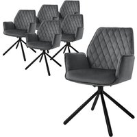Esszimmerstühle 6er Set Samt Anthrazit, Wohnzimmerstuhl mit Arm- und Rückenlehne, Drehstuhl Auto-Position, Polsterstuhl mit Metallbeine, Ergonomische Esszimmerstühle 6er Set Samt Anthrazit, Wohnzimmerstuhl mit Arm- und Rückenlehne, Drehstuhl Auto-Position, Polsterstuhl mit Metallbeine, Ergonomische von ML-DESIGN