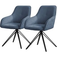 Esszimmerstühle drehbar 2er Set, Textil Webstoff, Blau, Wohnzimmerstuhl mit Armlehne/Rückenlehne, 360° Drehstuhl, Polsterstuhl mit Metallbeine, Esszimmerstühle drehbar 2er Set, Textil Webstoff, Blau, Wohnzimmerstuhl mit Armlehne/Rückenlehne, 360° Drehstuhl, Polsterstuhl mit Metallbeine, von ML-DESIGN