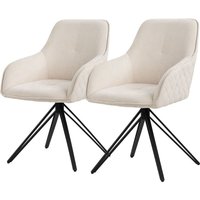 Esszimmerstühle drehbar 2er Set, Textil Webstoff, Creme, Wohnzimmerstuhl mit Armlehne/Rückenlehne, 360° Drehstuhl, Polsterstuhl mit Metallbeine, Esszimmerstühle drehbar 2er Set, Textil Webstoff, Creme, Wohnzimmerstuhl mit Armlehne/Rückenlehne, 360° Drehstuhl, Polsterstuhl mit Metallbeine, von ML-DESIGN
