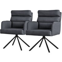 Esszimmerstühle drehbar 2er Set Anthrazit, Wohnzimmerstühle mit Arm- und Rückenlehne, Drehstühle Auto-Position, Polsterstühle mit Polyesterbezug & von ML-DESIGN
