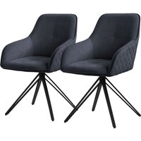 Esszimmerstühle drehbar 2er Set Textil Webstoff Anthrazit, Wohnzimmerstuhl mit Armlehne/Rückenlehne, 360° Drehstuhl, Polsterstuhl mit Metallbeine Esszimmerstühle drehbar 2er Set Textil Webstoff Anthrazit, Wohnzimmerstuhl mit Armlehne/Rückenlehne, 360° Drehstuhl, Polsterstuhl mit Metallbeine von ML-DESIGN