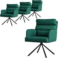 Esszimmerstühle drehbar 4er Set Dunkelgrün, Wohnzimmerstühle mit Arm- und Rückenlehne, Drehstühle Auto-Position, Polsterstühle mit Polyesterbezug & von ML-DESIGN