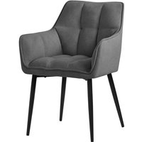 Ml-design - Esszimmerstühle aus Frotteestoff, Dunkelgrau, Küchenstuhl dickem gepolsterter Sitz & Metallbeinen, Wohnzimmerstuhl mit Rücken- und von ML-DESIGN