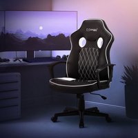 Gaming Stuhl mit Wippfunktion, Schwarz/Weiß, aus Kunstleder, ergonomisch - Ml-design von ML-DESIGN