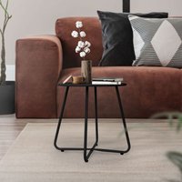 Kleiner Beistelltisch, 52x46 cm, Schwarz aus Metall, Runder Kaffeetisch für Draußen, Sofatisch Wohnzimmertisch Couchtisch Nachttisch Gartentisch von ML-DESIGN