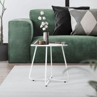 Ml-design - Kleiner Beistelltisch, 52x46 cm, Weiß, aus Metall, Runder Kaffeetisch für Draußen, Sofatisch Wohnzimmertisch Couchtisch Nachttisch von ML-DESIGN