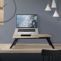 Laptoptisch für Bett/Sofa, Eiche, aus Holz, höhenverstellbar & klappbar, 4 Neigungswinkel, Lapdesks für Lesen & Frühstück, Laptopständer mit von ML-DESIGN