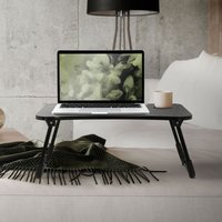 Ml-design - Laptoptisch fürs Bett/Sofa, 60x40 cm, Schwarz, aus mdf, klappbar, Betttisch mit 4 usb Ladeanschluss & Lampe, Schublade, Lüfter, Tablet von ML-DESIGN