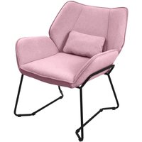 Loungesessel Rosa, Relaxsessel mit Leinenbezug und schwarzen Metallbeine, Wohnzimmerstuhl mit Armlehne und Rückenlehne, Polsterstuhl mit Kissen, Loungesessel Rosa, Relaxsessel mit Leinenbezug und schwarzen Metallbeine, Wohnzimmerstuhl mit Armlehne und Rückenlehne, Polsterstuhl mit Kissen, von ML-DESIGN